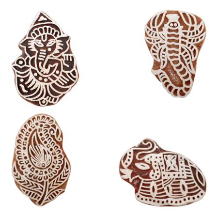 Set of 4 Piece New Mix Wooden Printing Block
